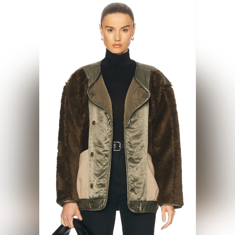 R13 Cocoon Liner Jacket In Olive & Khaki M Org $1,295
